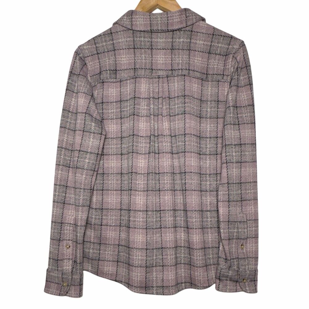 Faherty Legend Shirt Women’s Medium Pink Gray Plaid Flannel Soft Stretch Pockets - Picture 6 of 11